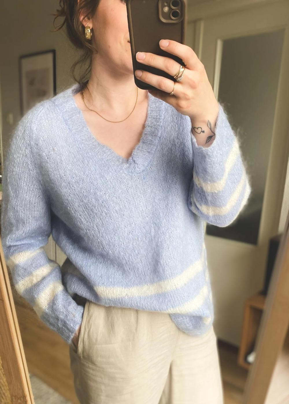 Lichtblauwe mohair trui - maat XL