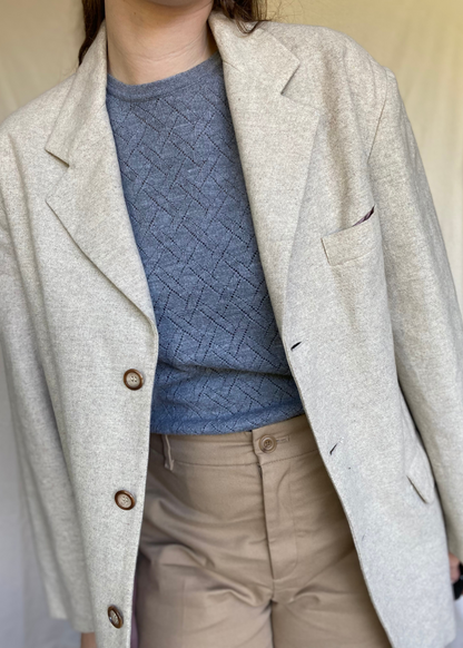 Lichtgrijze lana wollen blazer - maat M/L