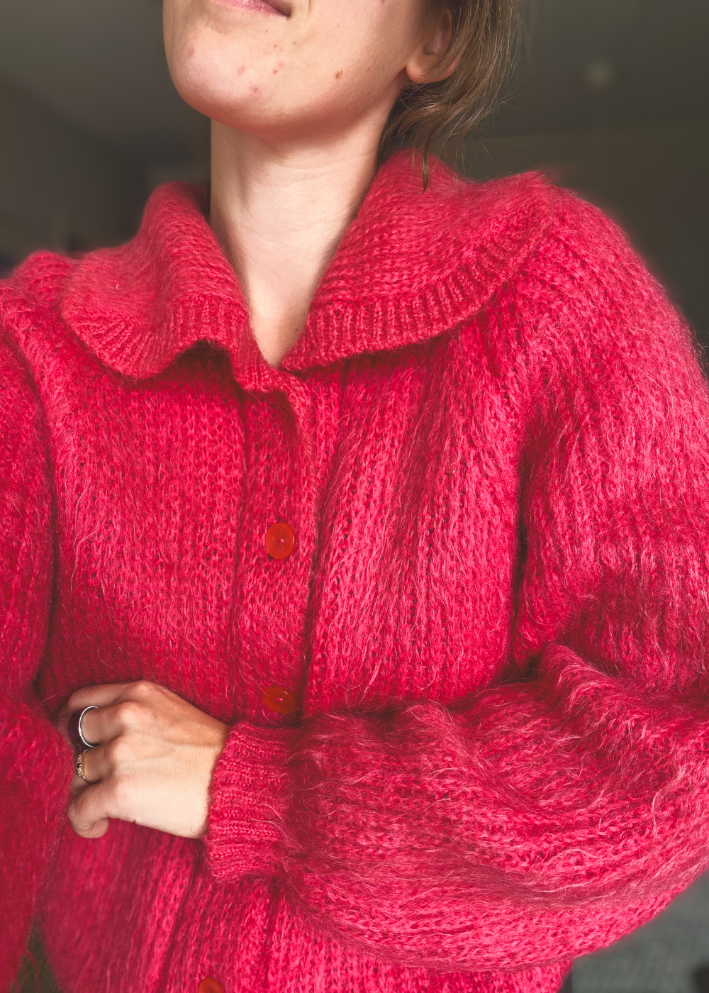 Roze vest met kraag - maat