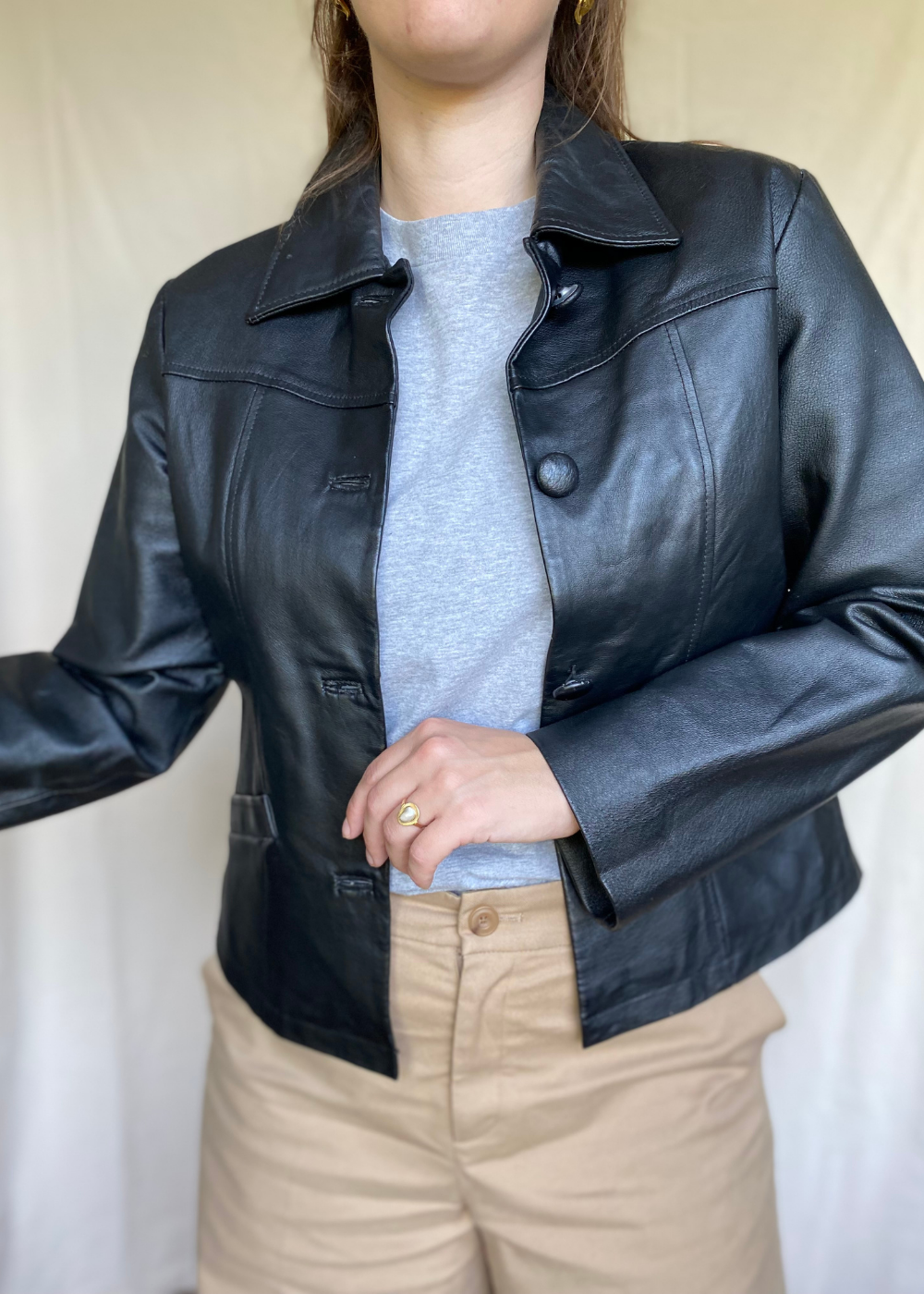 100% leren zwarte jas - maat M