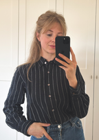 Zwart gestreepte linnen blouse - S/M