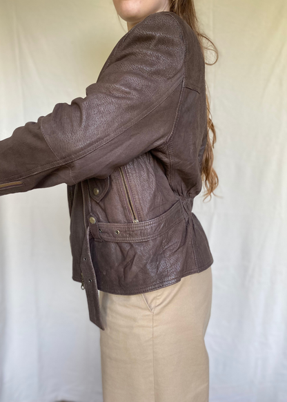 Zachte leren bruine jacket - maat L
