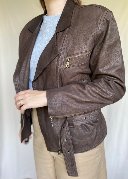 Zachte leren bruine jacket - maat L
