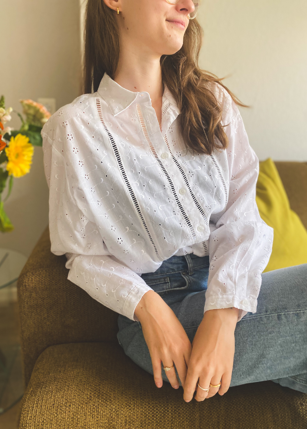 Katoenen witte blouse - maat S/M