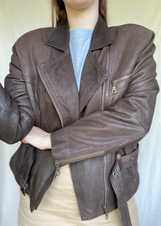 Zachte leren bruine jacket - maat L