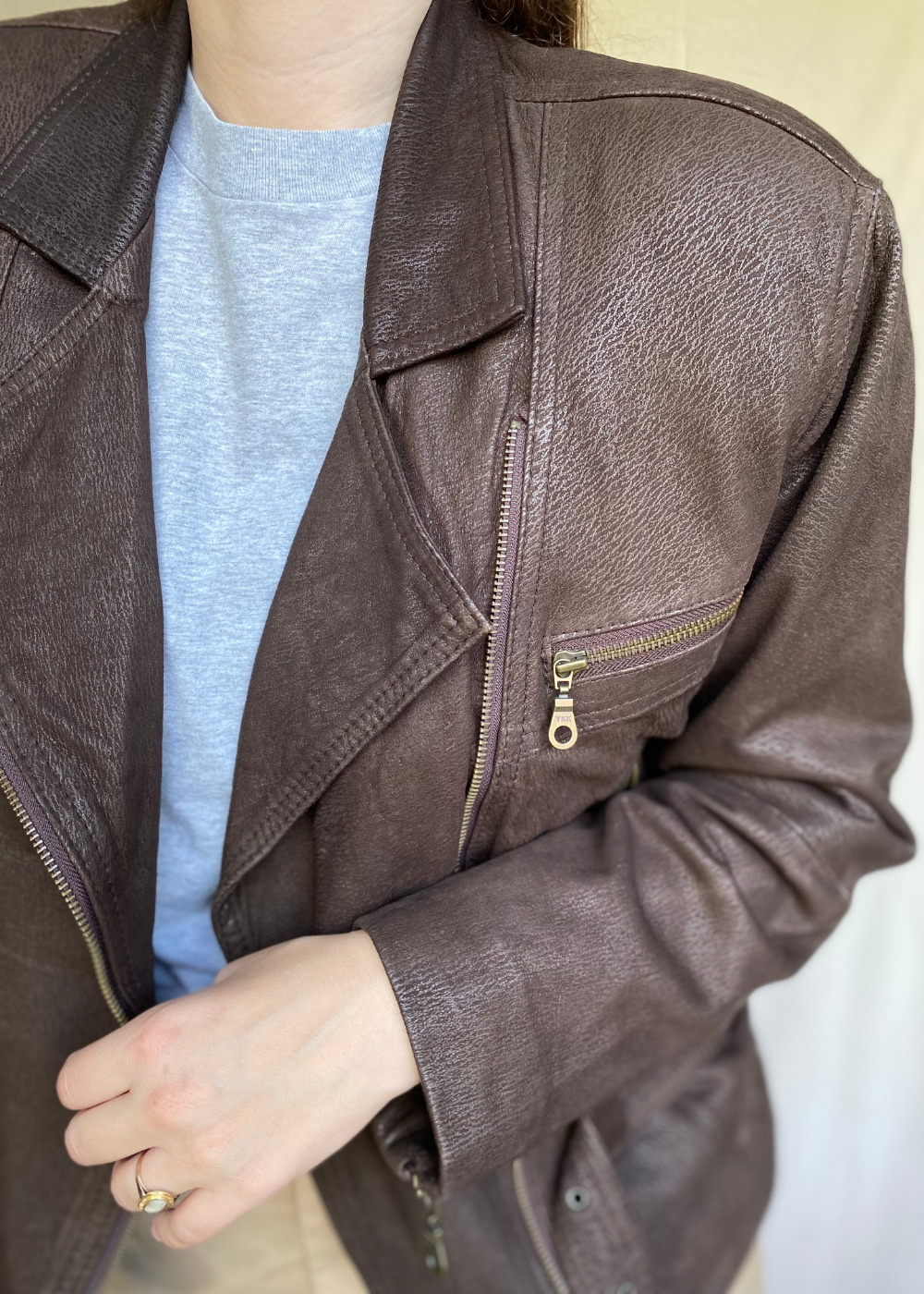 Zachte leren bruine jacket - maat L