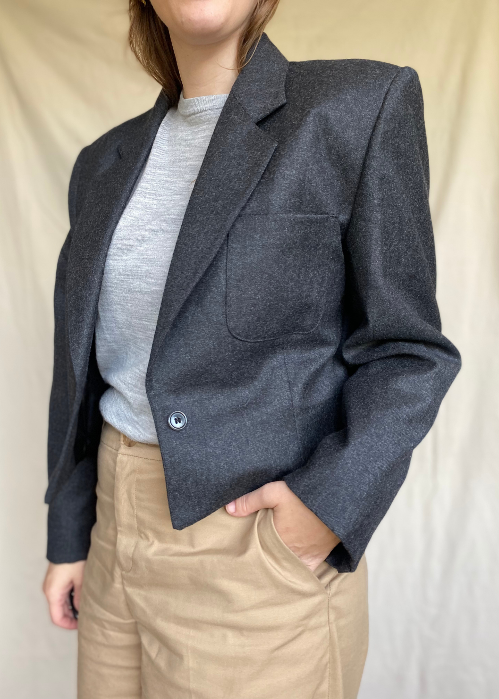 Remade donkergrijze blazer - maat M/L