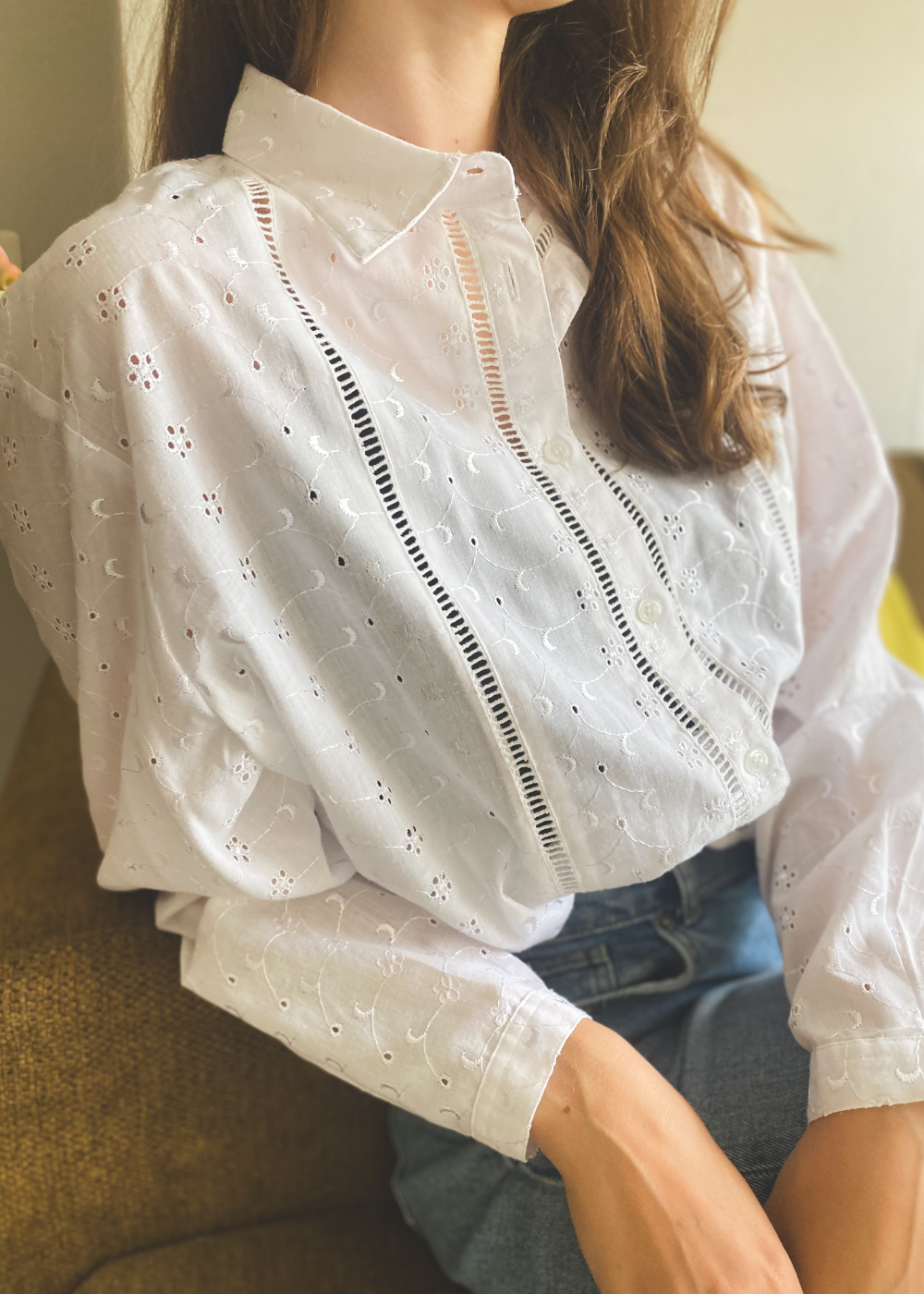 Katoenen witte blouse - maat S/M