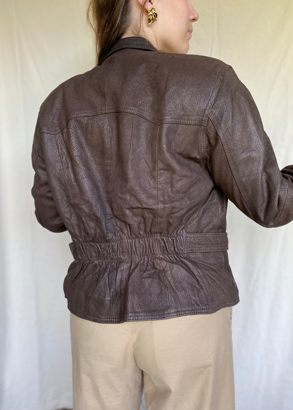 Zachte leren bruine jacket - maat L