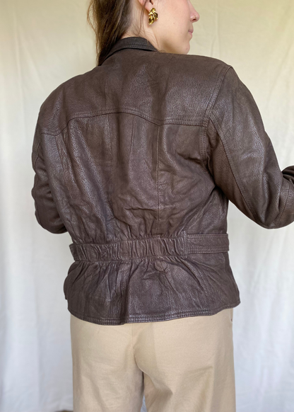 Zachte leren bruine jacket - maat L