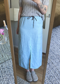 Lichtblauwe linnen rok - maat M/L