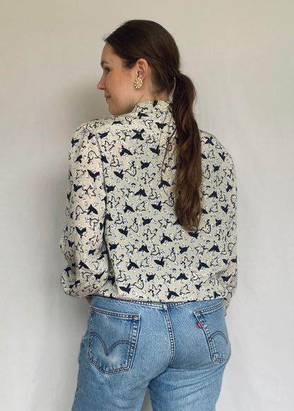 Blouse met vogelprint - m/l