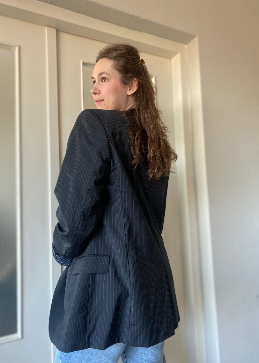 Zwart gestreepte blazer - maat M/L