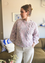 Gebreide roze/lila trui - maat L/XL