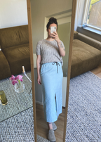 Lichtblauwe linnen rok - maat M/L
