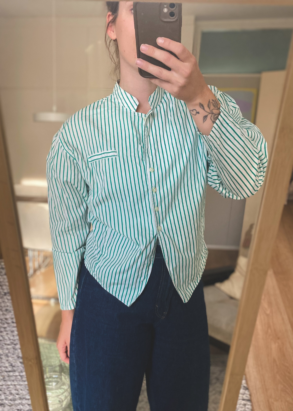 Groen gestreepte blouse - maat L