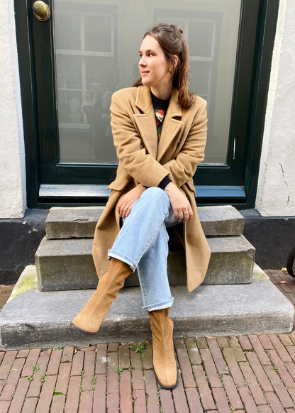 Beige wool coat - maat M/L