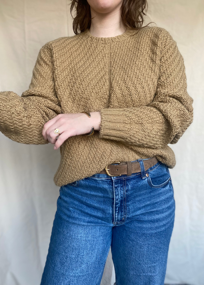 Wol/katoen beige trui - maat L/XL