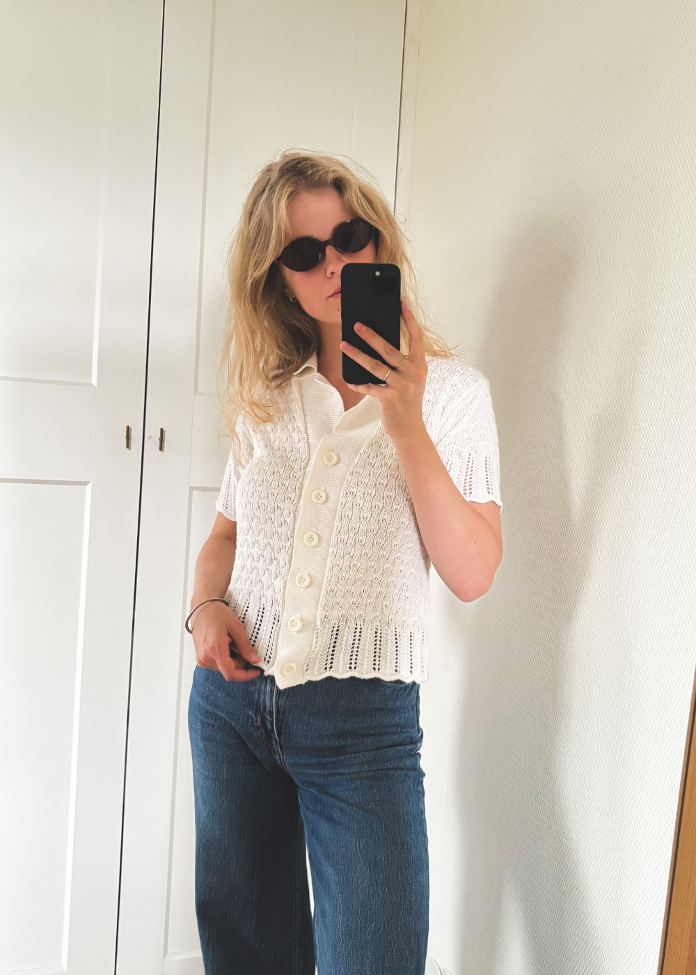 Witte polo top - maat S/M