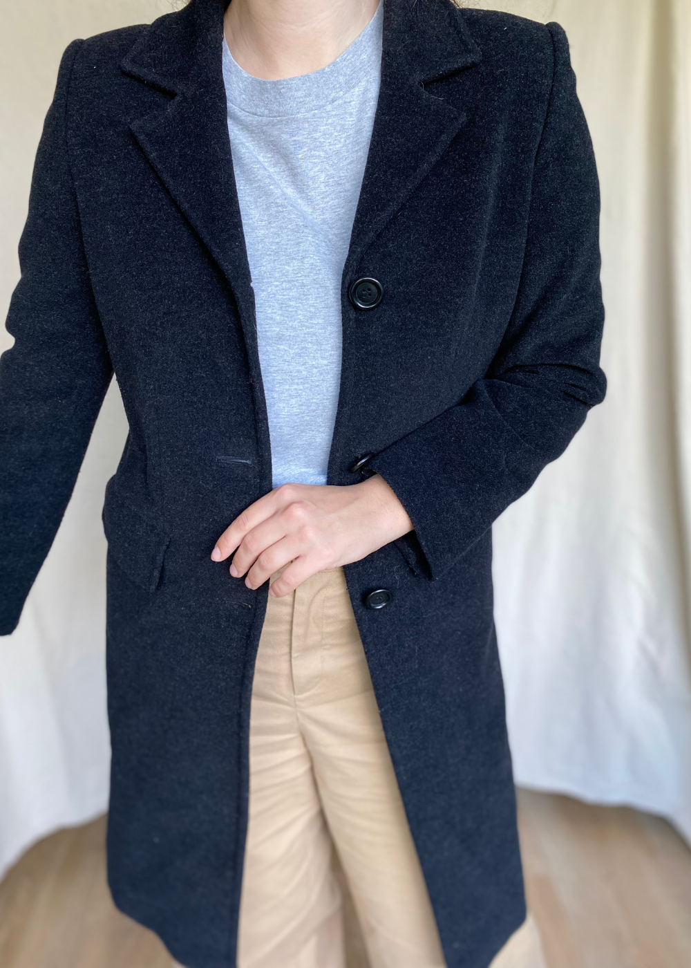 Zwarte wool coat - maat S/M