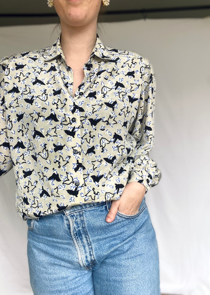 Blouse met vogelprint - m/l