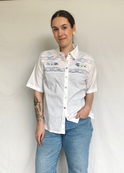 Katoenen blouse met borduursels - m/l