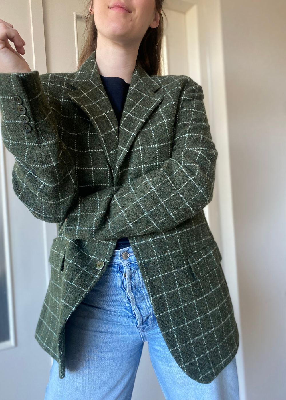 Groen geruiten blazer - maat L/XL