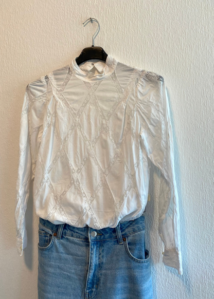 Witte kanten dames blouse - maat XS/S