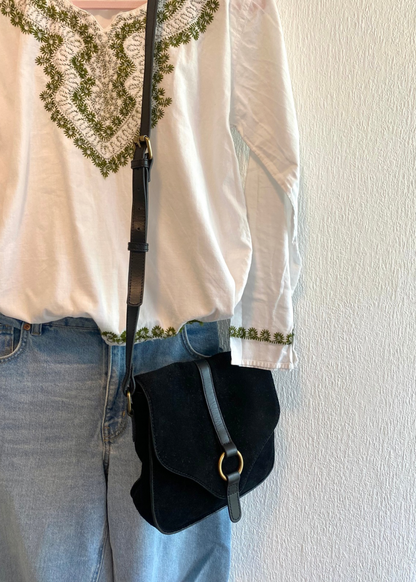 Geborduurde dames blouse met groen - maat S/M