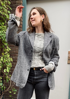 Grijze wollen blazer - maat L/XL