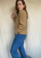 Wol/katoen beige trui - maat L/XL