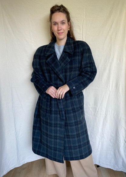 Geruiten woolcoat - maat L/XL