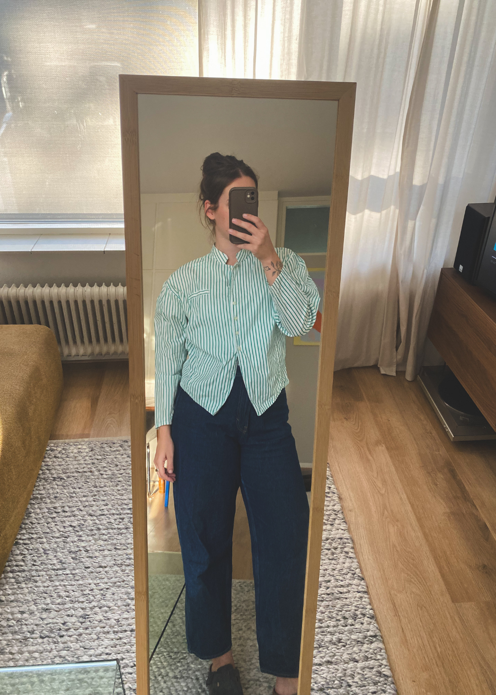 Groen gestreepte blouse - maat L