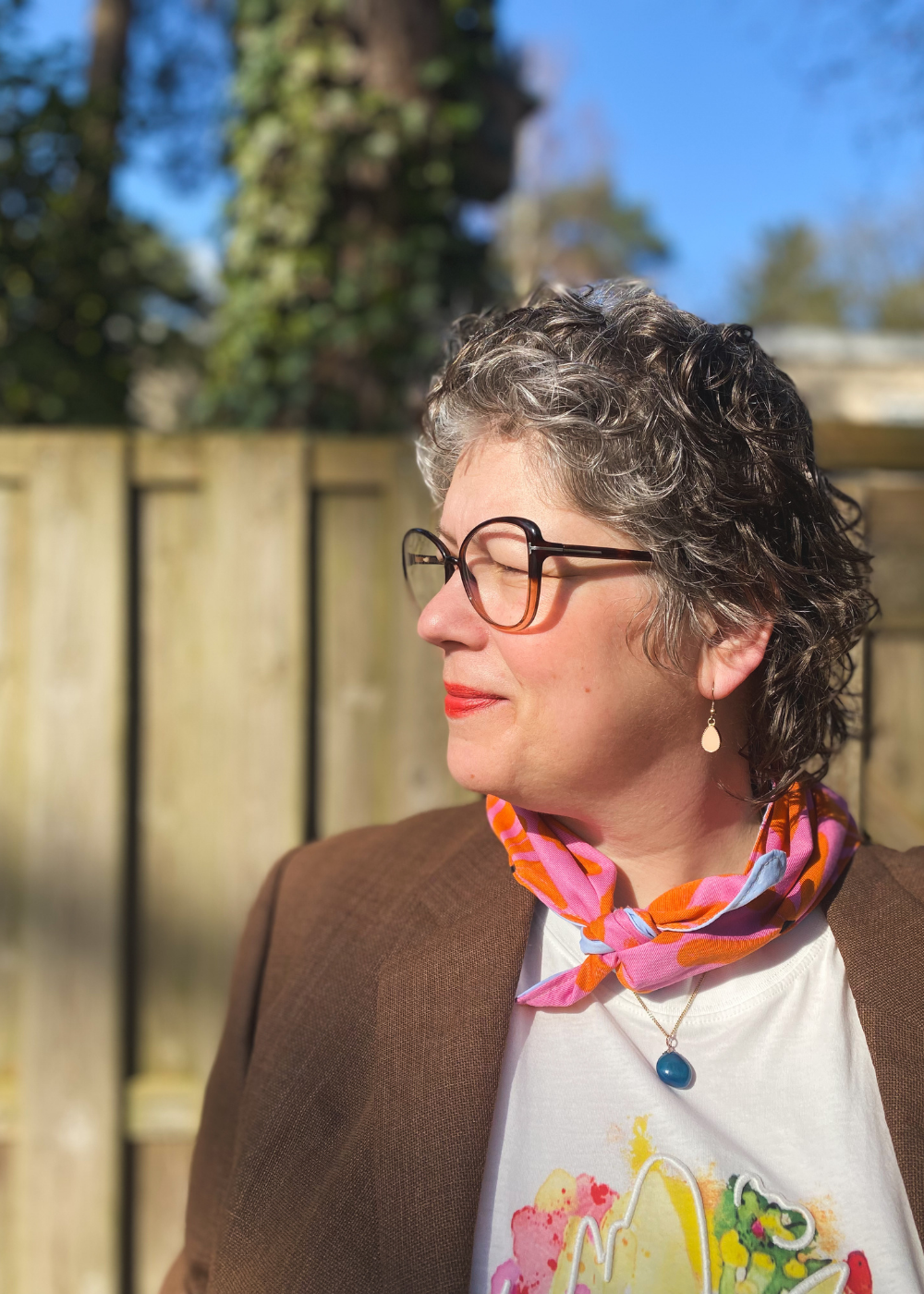 Bloemen/blauw katoenen sjaal