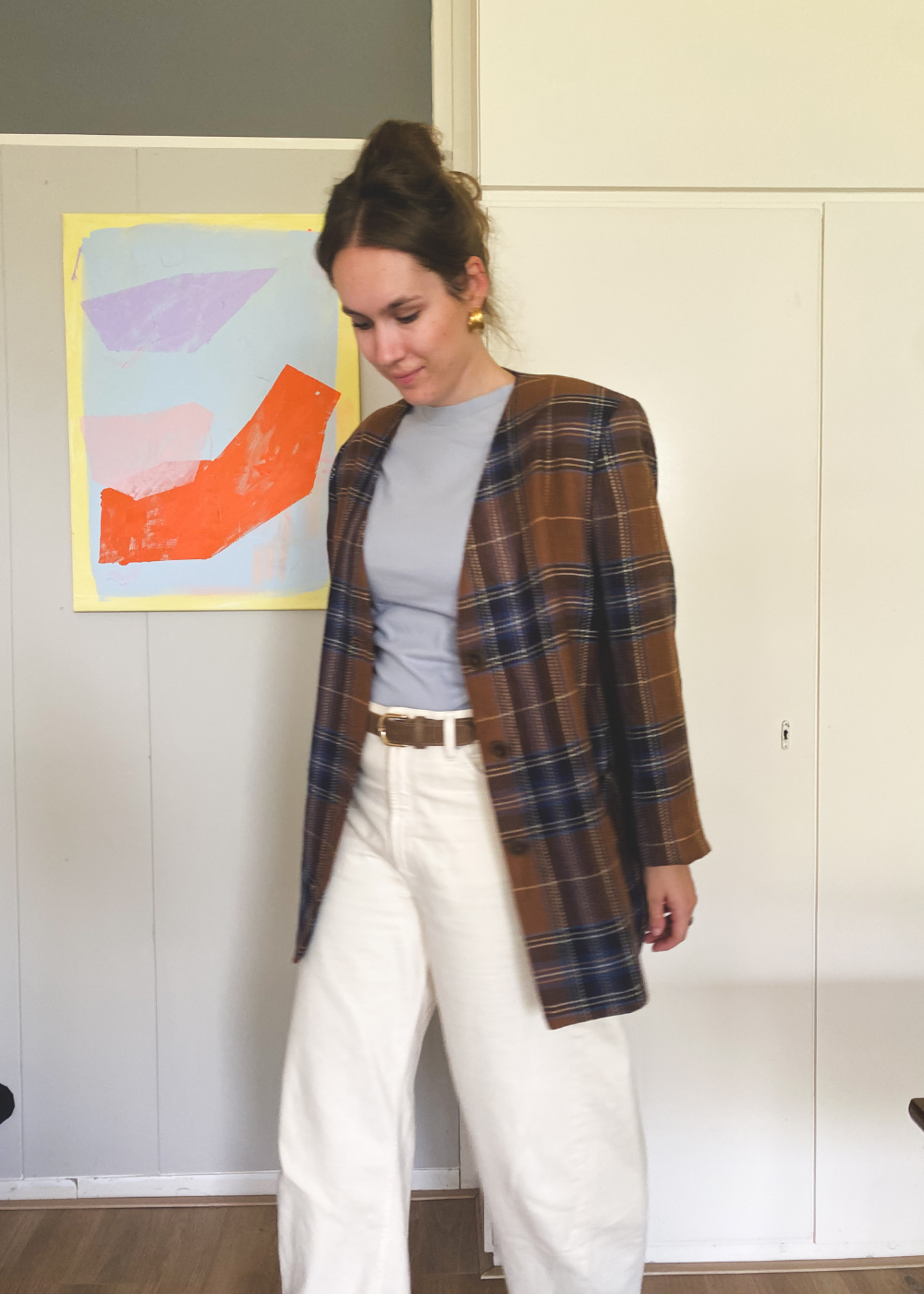 Geruiten aangesloten blazer - maat L/XL