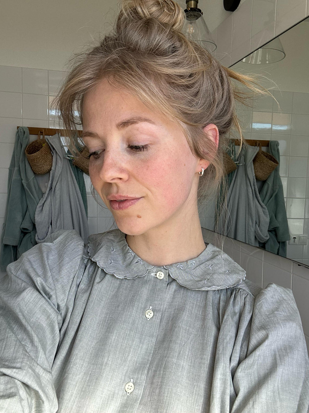 Mintgroene katoenen blouse - maat XS/S