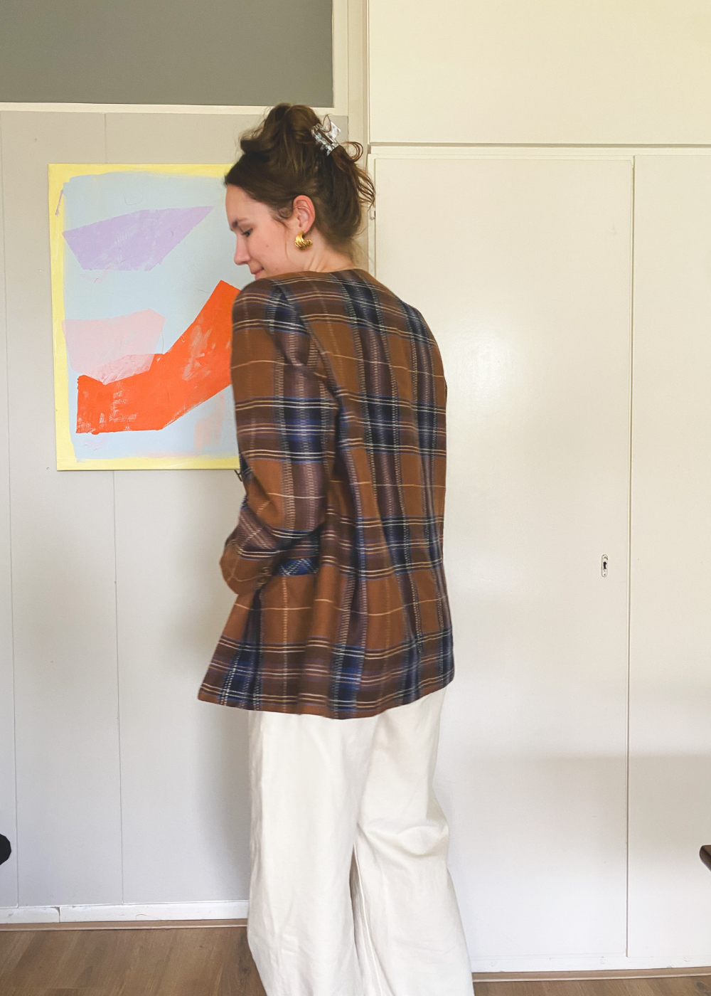Geruiten aangesloten blazer - maat L/XL