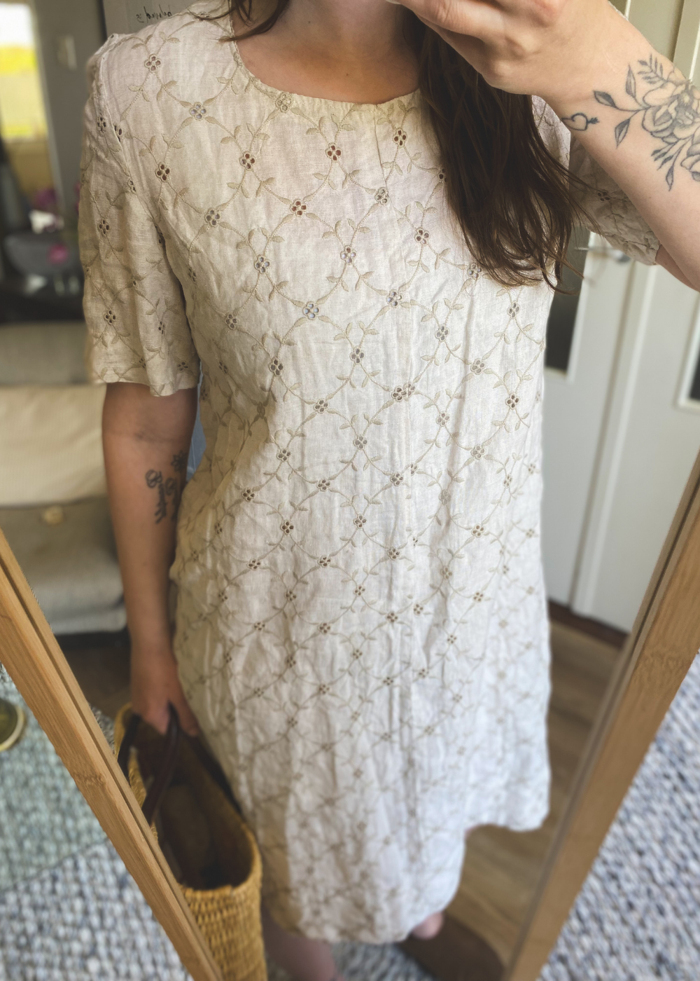 Beige katoenen jurk - maat L/XL