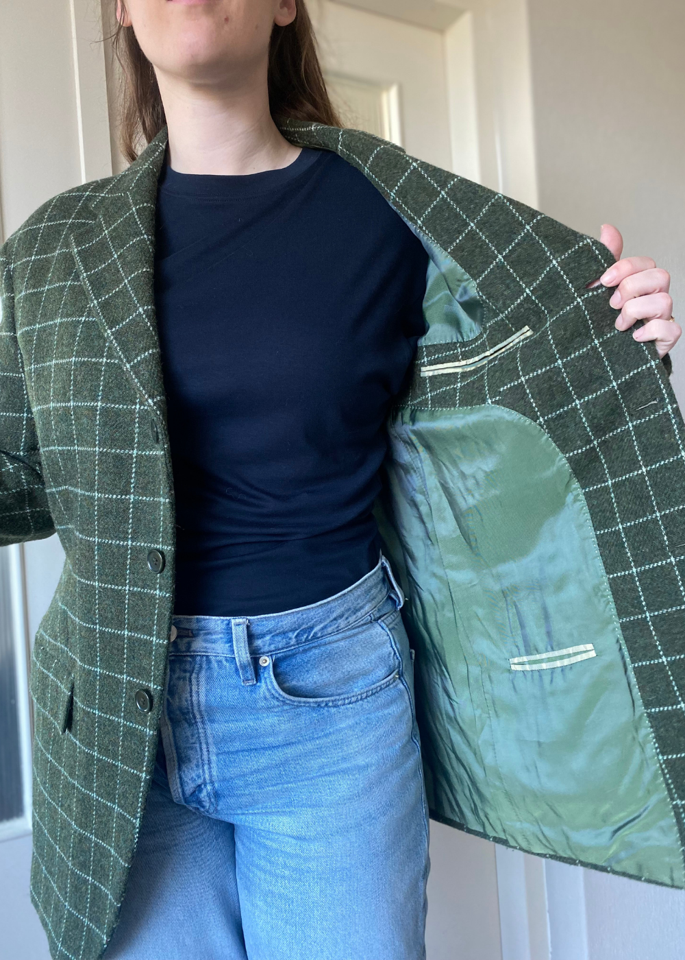 Groen geruiten blazer - maat L/XL
