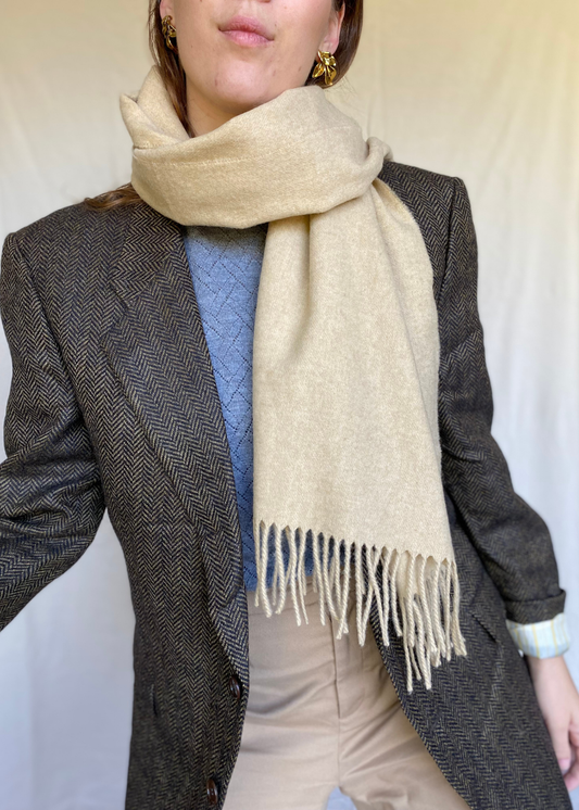 Beige lana wollen sjaal