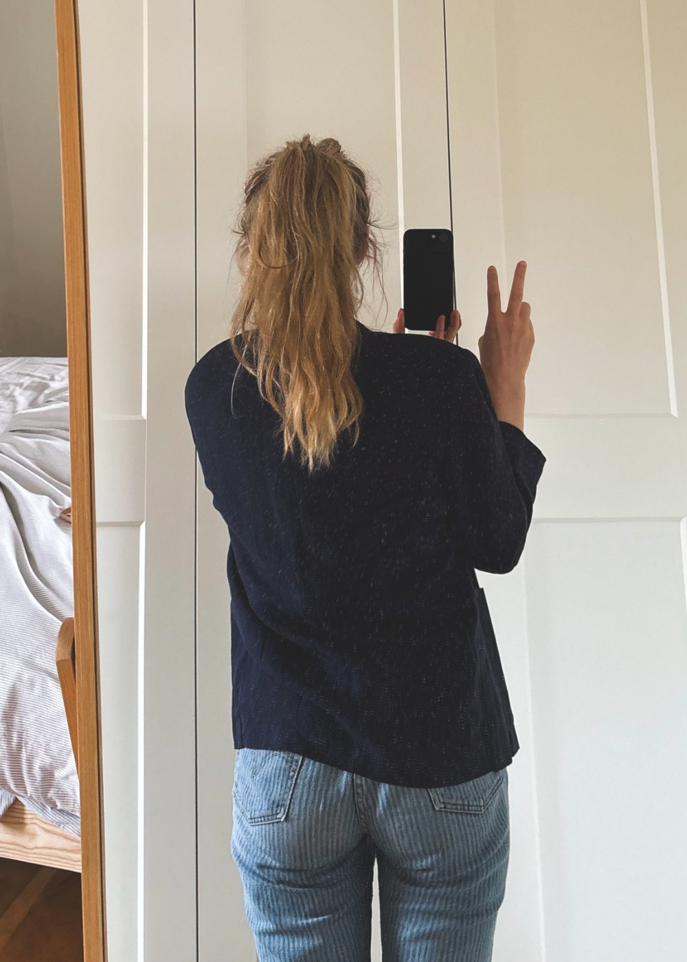 Linnen donkerblauwe blazer - maat XS/S