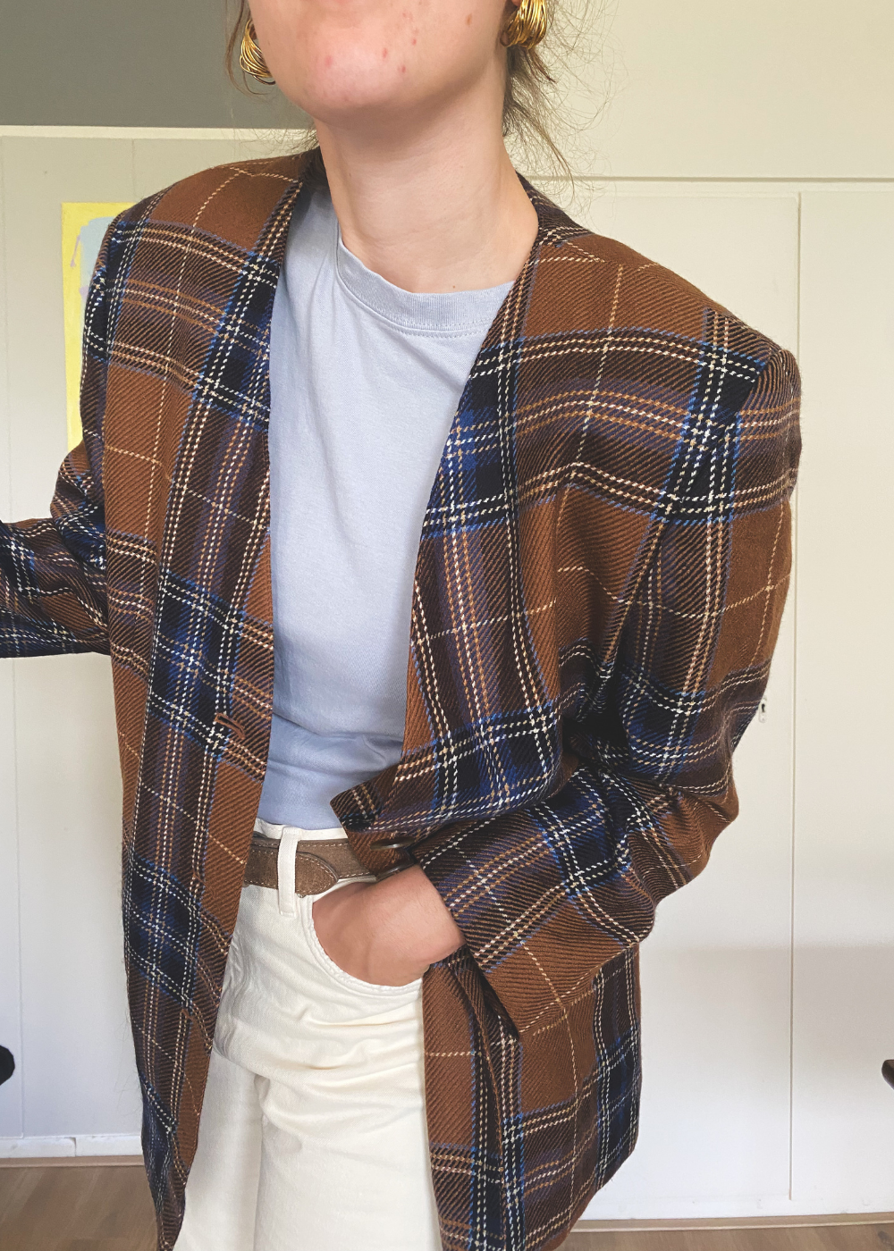 Geruiten aangesloten blazer - maat L/XL