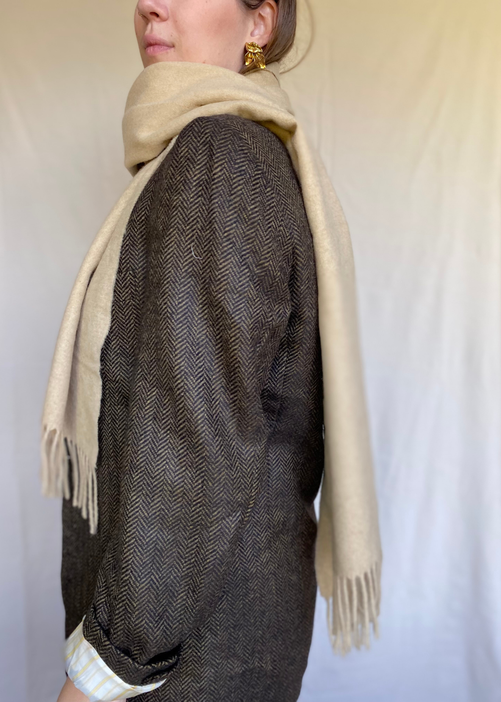 Beige lana wollen sjaal
