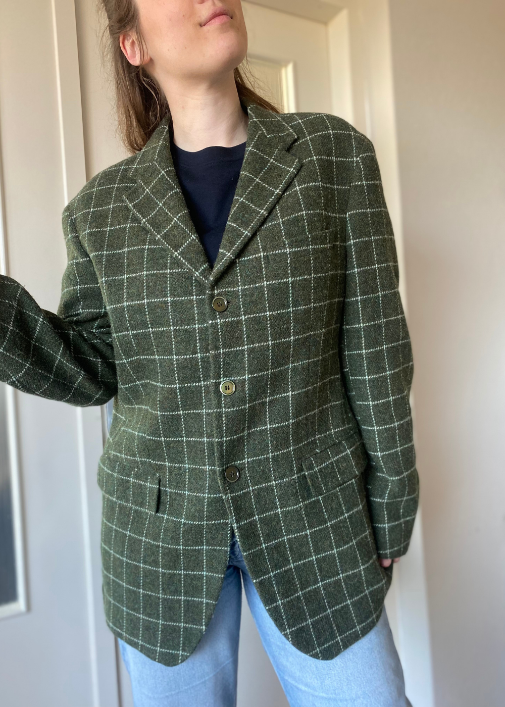 Groen geruiten blazer - maat L/XL