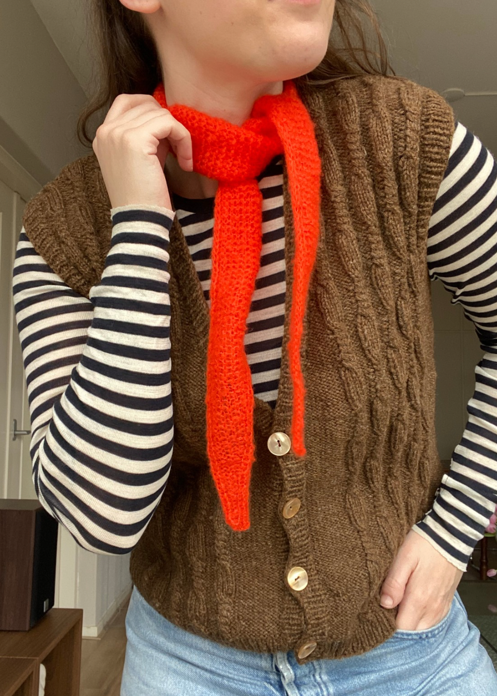 Oranje mohair sjaaltje