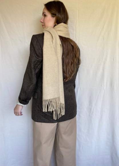 Beige lana wollen sjaal