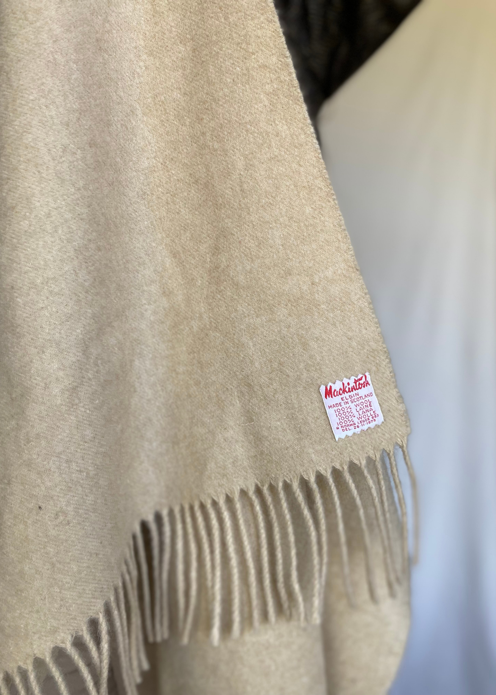 Beige lana wollen sjaal
