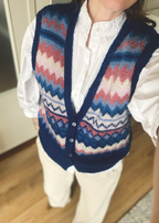 Kleurrijk wollen gilet - maat L/XL