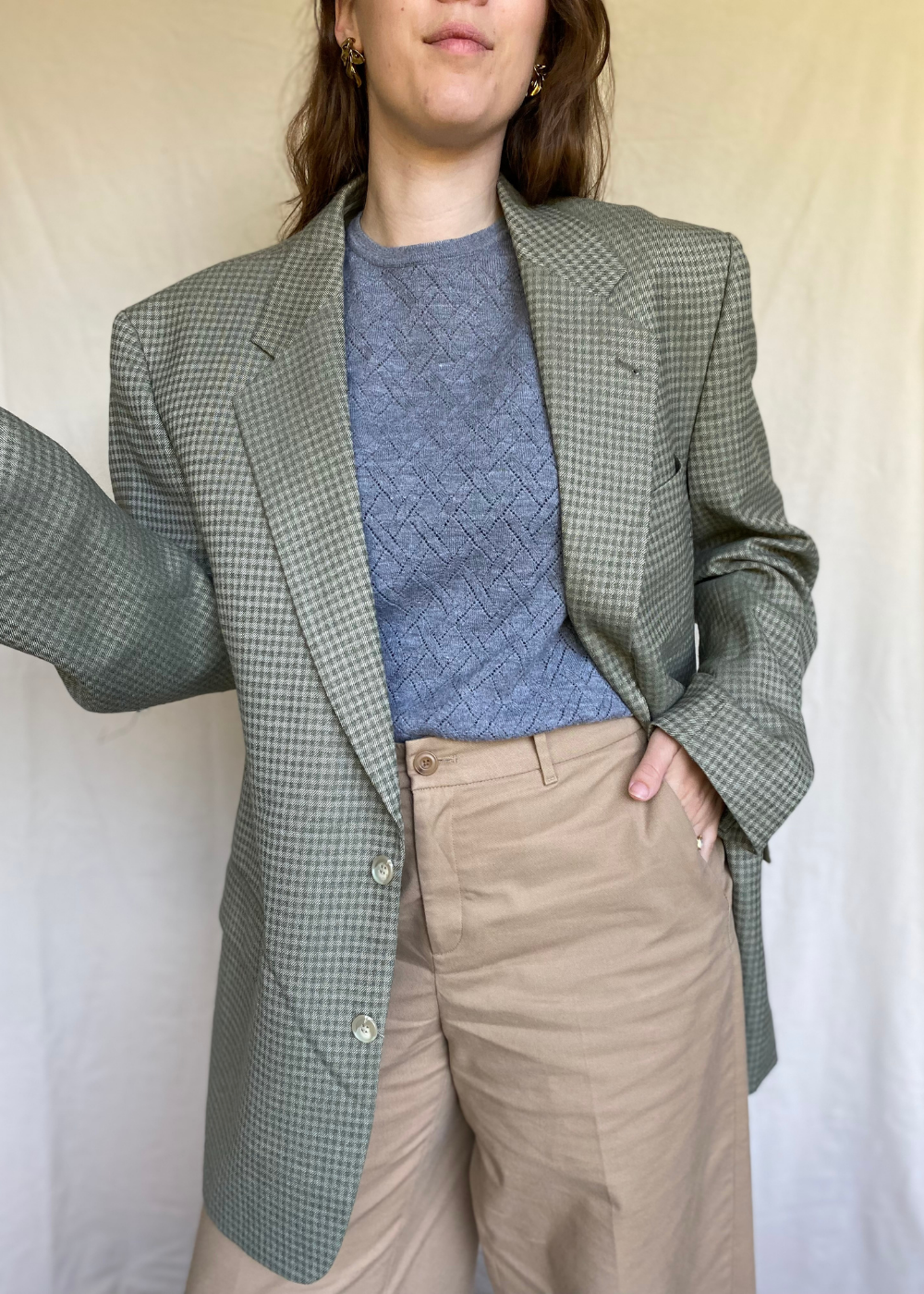 Groen geblokte blazer - maat XL/XXL