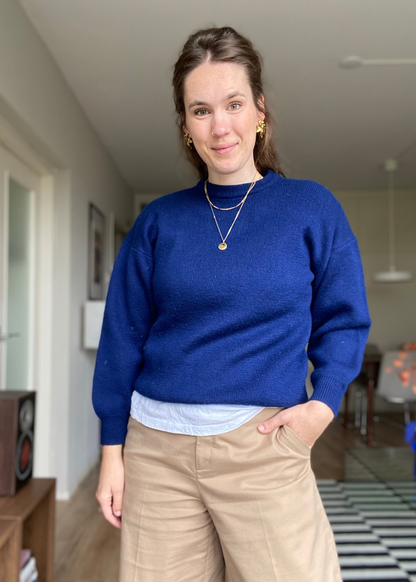 Donkerblauwe lana wollen trui - maat S/M